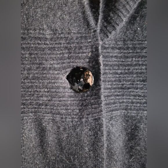 Un Deux Trous Black Single Button Angora Blend Midi Cardigan 42/44 - Picture 3 of 12